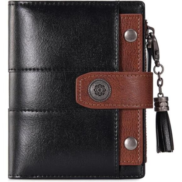 Womens Wallet Small, Card Holder Black Brown - Picture 1 of 7